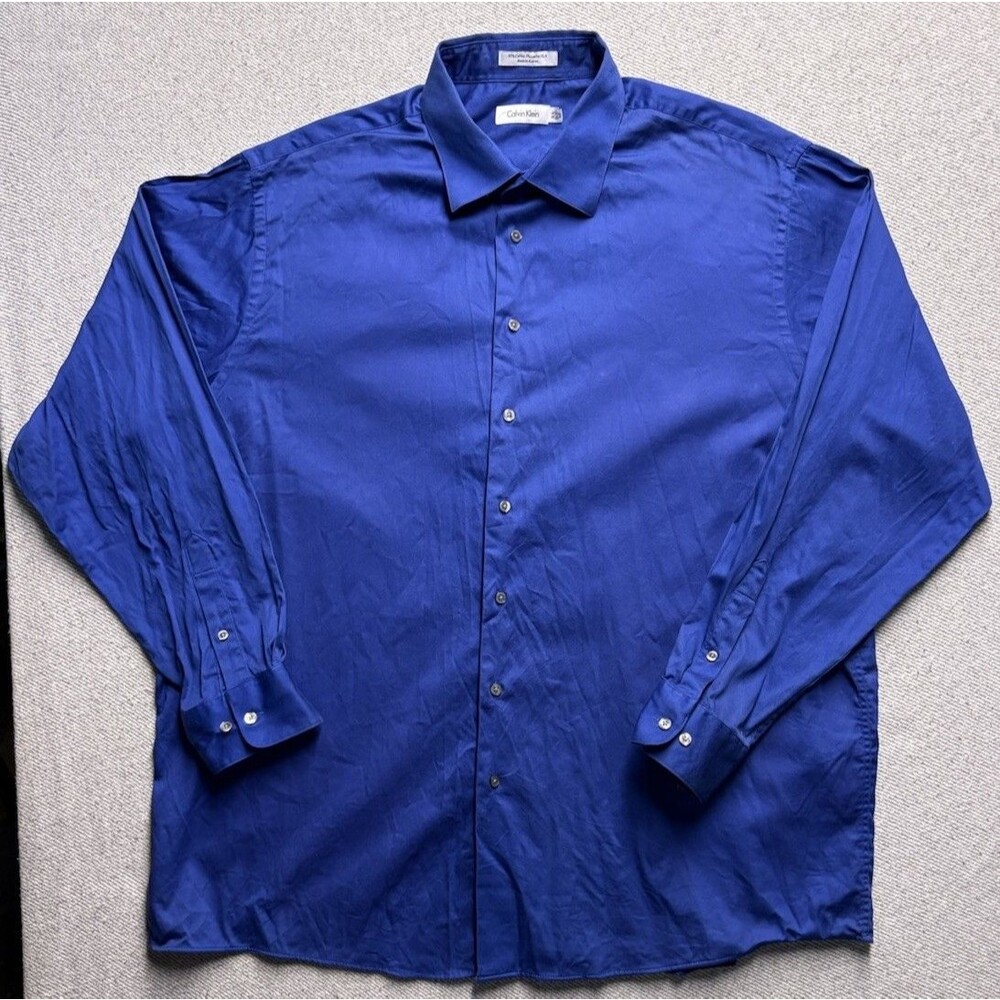 Calvin Klein Men's Long Sleeve Dress Shirt 18 ½ Neck - 36/37 Sleeve Royal Blue